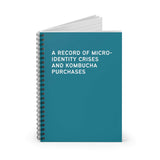 Micro-Identity Crises and Kombucha Purchases spiral notebook for tracking personal growth and beverage choices.