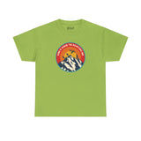 Home is Where the Mountains Are athletic tee, vibrant green shirt with PNW mountain design.