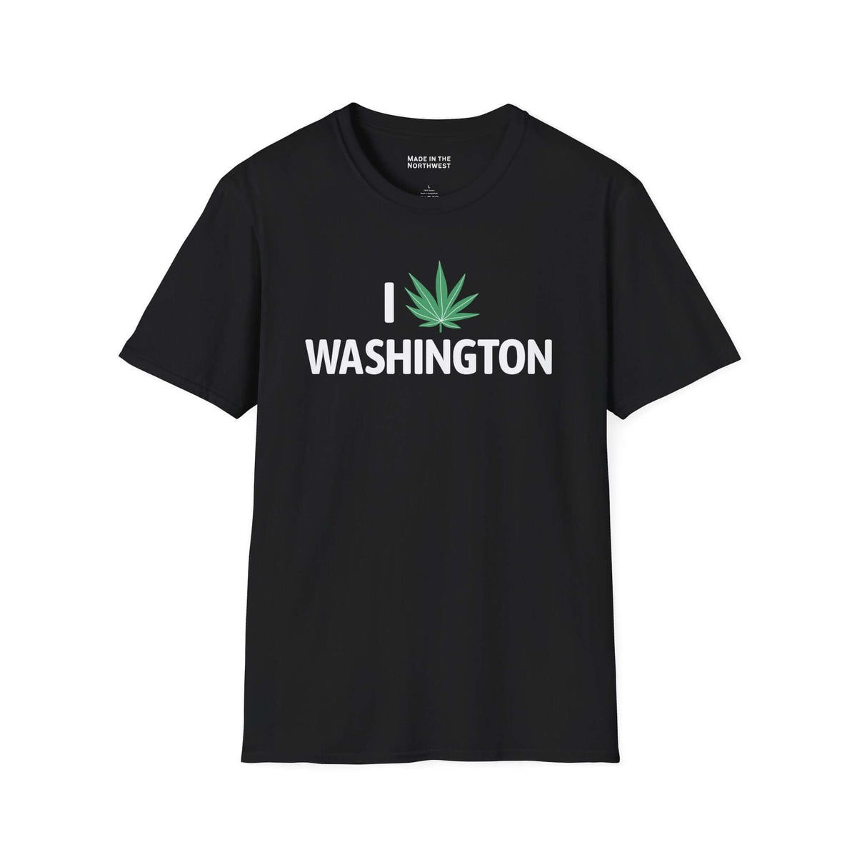 I Marijuana Washington T Shirt featuring a bold graphic on a black tee.