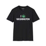 I Marijuana Washington T Shirt featuring a bold graphic on a black tee.