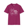 Mama Needs Coffee T Shirt in berry color featuring hand-drawn coffee cup graphic and playful lettering.