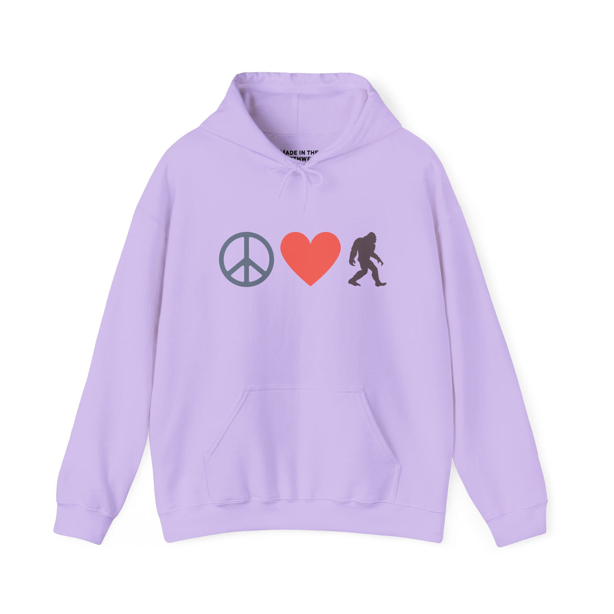 Peace, Love, and Bigfoot Cozy Hoodie
