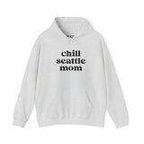 Chill Seattle Mom cozy hoodie in grey, perfect for stylish moms navigating Seattle's urban life.