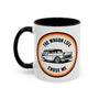 The Wagon Life Chose Me Ceramic Coffee Mug featuring vintage Chevy Nomad design.