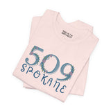 509 Floral Area Code tee for women, celebrating Spokane with nature-inspired design and comfort.
