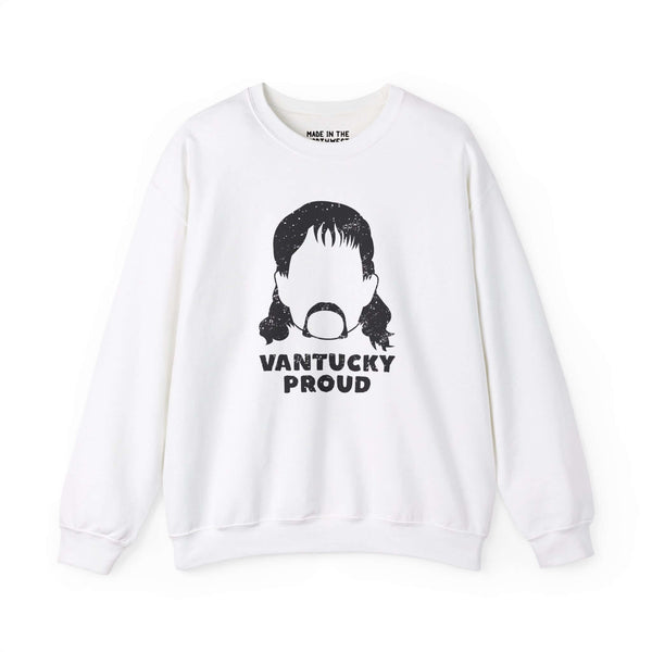 Vantucky Proud sweatshirt featuring a graphic of Rusty McCoy, symbolizing resilience and pride.