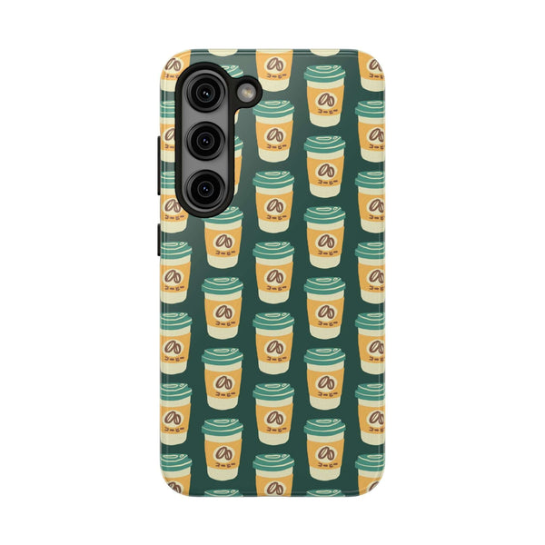 East Meets Roast Tough Phone Case featuring Asian-inspired coffee cup design in a vibrant pattern.