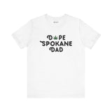 Dope Spokane Dad soft tee with marijuana leaf design in 