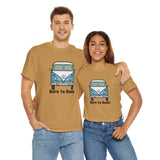 Unisex 'Born to Roam' athletic tees with vintage vanagon design, perfect for adventure lovers.