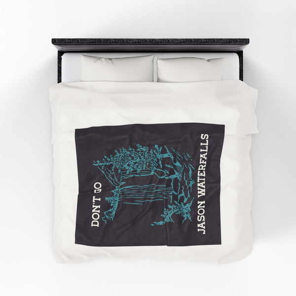 Don't Go Jason Waterfalls Lightweight Cozy Blanket featuring a whimsical design on a velveteen fleece throw.