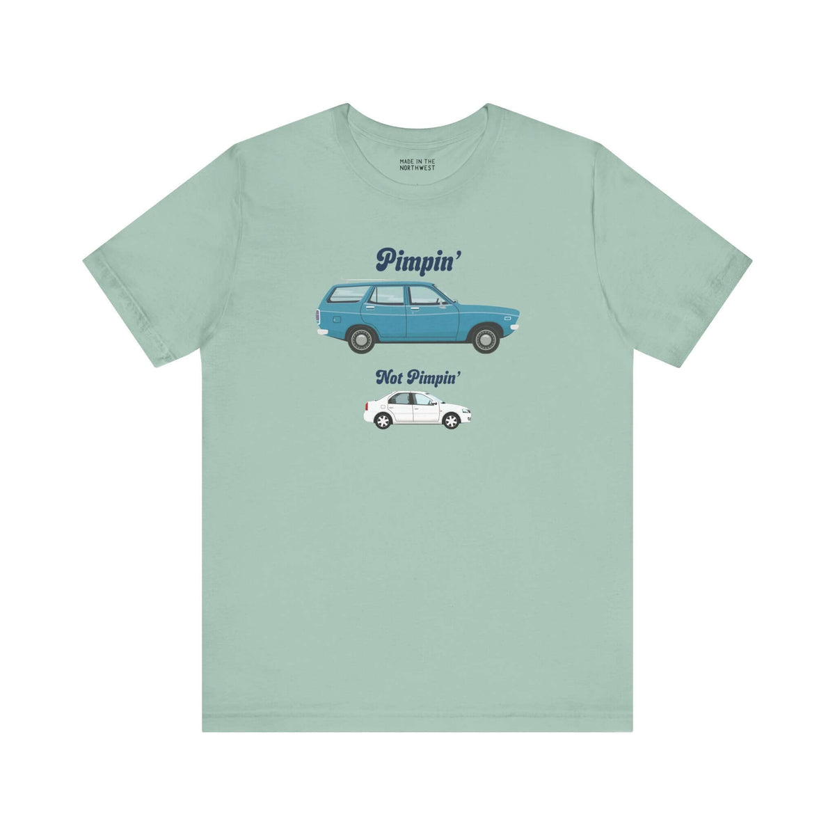 Wagon Life is Pimpin' Premium Soft Tee featuring a Subaru GL 1600 graphic, perfect for wagon enthusiasts.