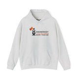 Gnomebody Loves Halloween More Than Me hoodie featuring a skeleton gnome with Halloween balloons.