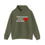 Vancouver is for Lovers hoodie in olive green, celebrating love for Vancouver, WA, with stylish design.
