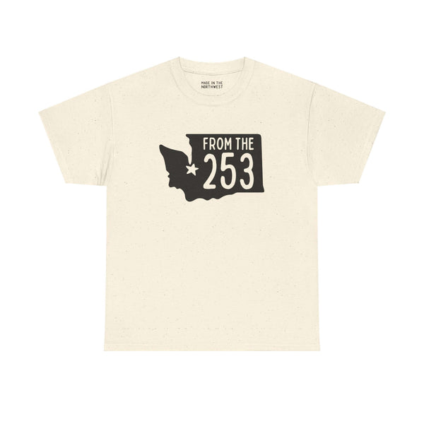 "From the 253 athletic tee featuring Washington state silhouette and Tacoma star"