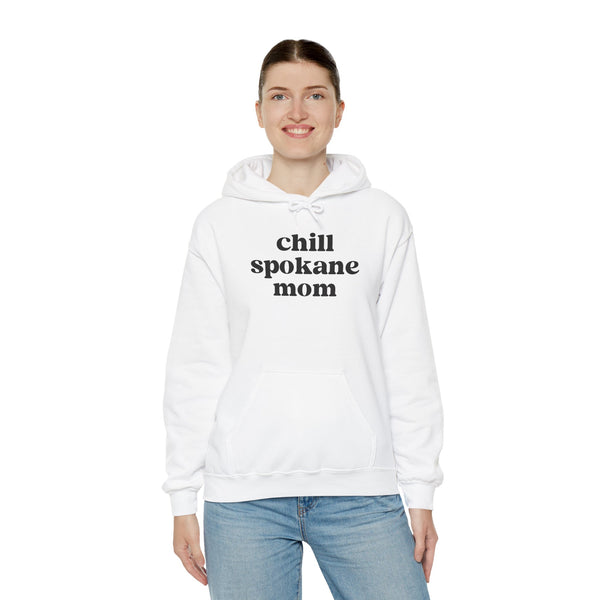 White Chill Spokane Mom cozy hoodie, ideal for mothers enjoying the outdoors and laid-back lifestyles.