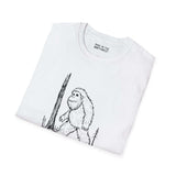 Not All Who Wander Are Lost Bigfoot Softstyle T-Shirt featuring a Sasquatch illustration, perfect for adventurers and Bigfoot enthusiasts.