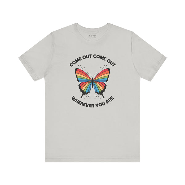 Come Out Wherever You Are Pride Butterfly Premium Soft Tee