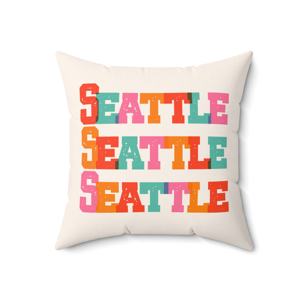 Bold and Bright Seattle Trio Colorful Square Accent Pillow