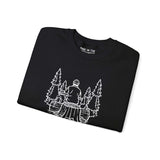 I Love Morning Wood sweatshirt featuring an outdoorsman on a log, perfect for nature lovers and pun enthusiasts.