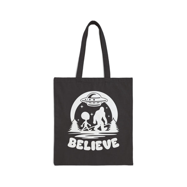Believe in Aliens and Bigfoot Cotton Canvas Tote Bag