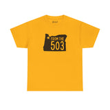 Yellow From the 503 Oregon State Athletic Tee featuring state shape and star on Portland.