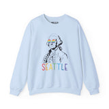 Light blue sweatshirt with rainbow 