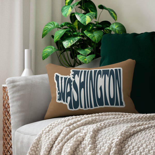 Washington State of Mind Typography Lumbar Accent Pillow