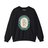 Grower's Union Local 420 sweatshirt with hand holding joint illustration, embracing 420 culture in black cozy design.