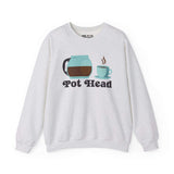 Grey coffee-themed sweatshirt with 