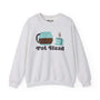 Grey coffee-themed sweatshirt with "Pot Head" text, featuring a coffee pot and cup graphic, perfect for caffeine lovers.