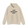 Cream hoodie featuring 'rad spokane dad' text, perfect for outdoor-loving fathers.