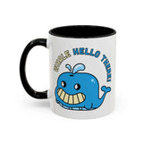 Whale Hello There Mug featuring a cute blue whale and playful text, perfect for joyful coffee breaks.