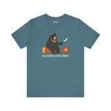 Will Trade Wi-Fi for S'mores premium tee featuring a bear roasting marshmallows by a campfire.
