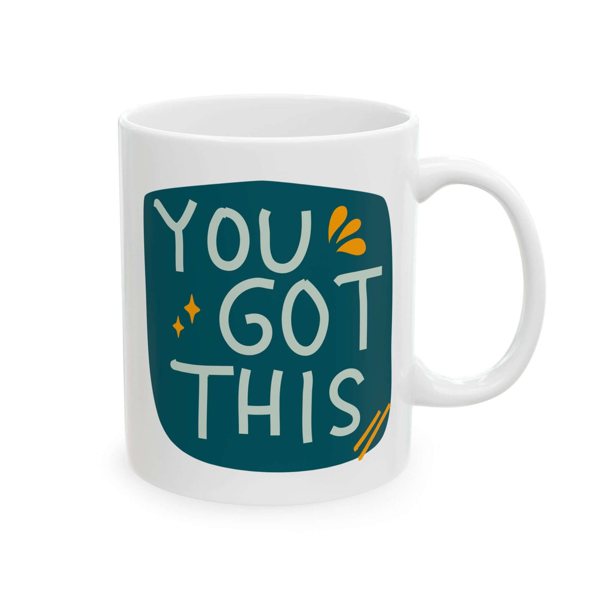 You Got This Mug with teal background and vibrant hand-lettered design for a cheerful morning boost.