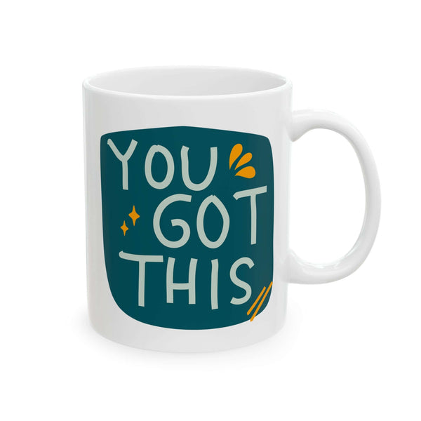 You Got This Mug with teal background and vibrant hand-lettered design for a cheerful morning boost.