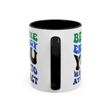 Be the Energy You Want to Attract Mug with colorful typography and black interior, perfect for daily inspiration.