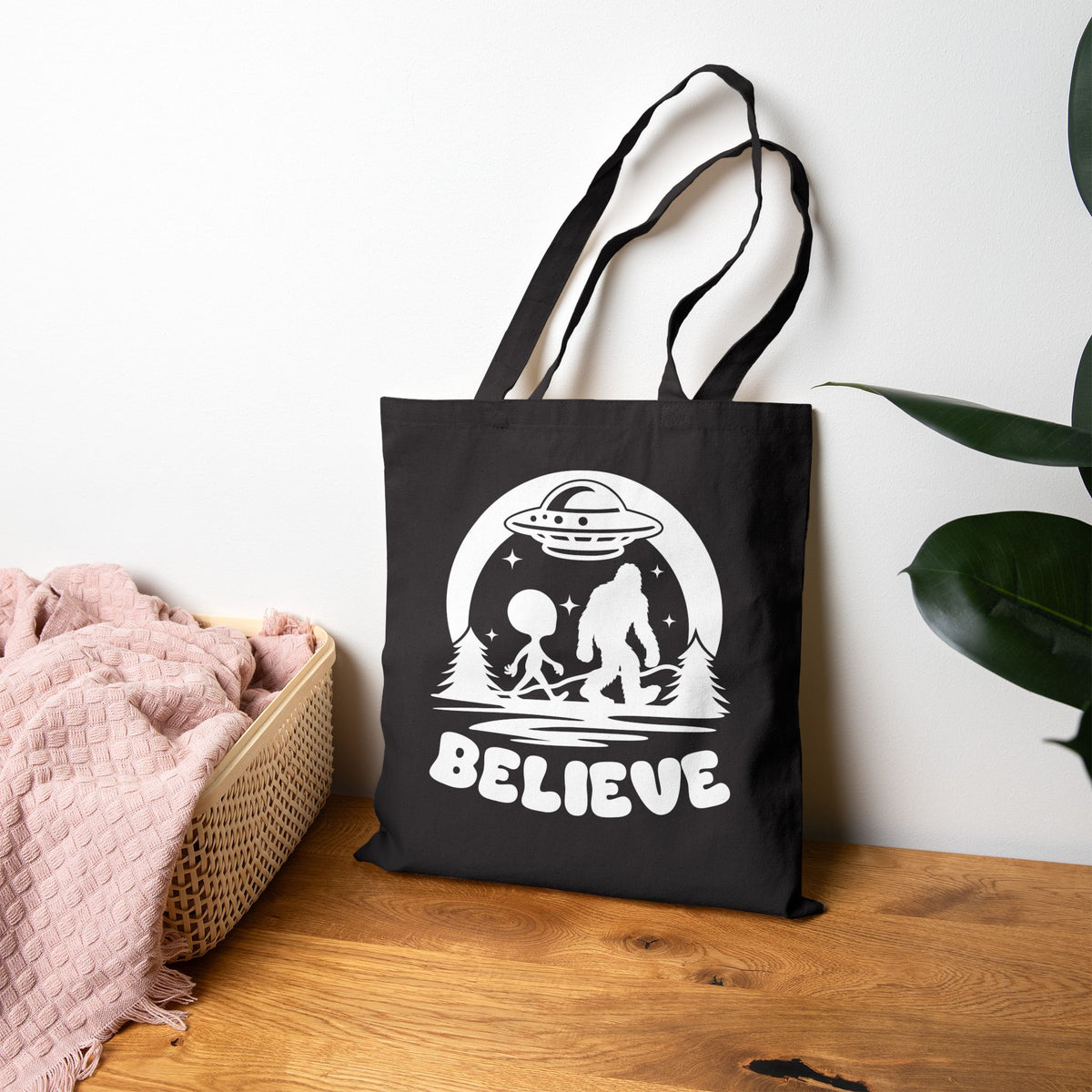 Believe in Aliens and Bigfoot Cotton Canvas Tote Bag
