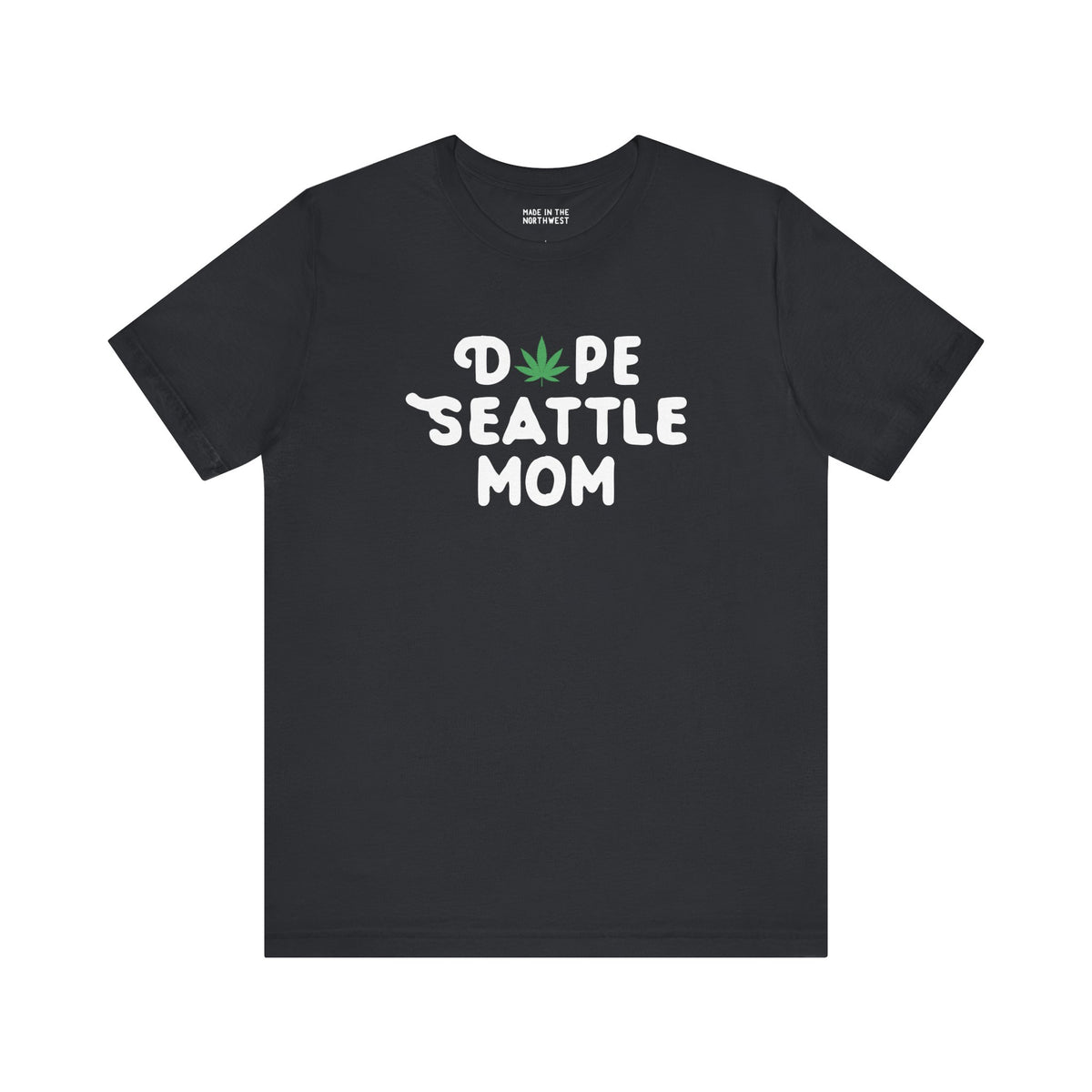 Dope Seattle Mom premium soft tee with marijuana leaf design, perfect for trendy Seattle moms celebrating local culture.