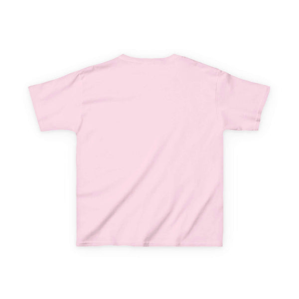 Back view of Bear's Big Northwest Adventure kids' tee in soft pink cotton, ideal for young explorers.