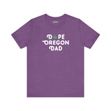 Purple Dope Oregon Dad soft tee featuring a marijuana leaf in place of 'O' for a laid-back style.