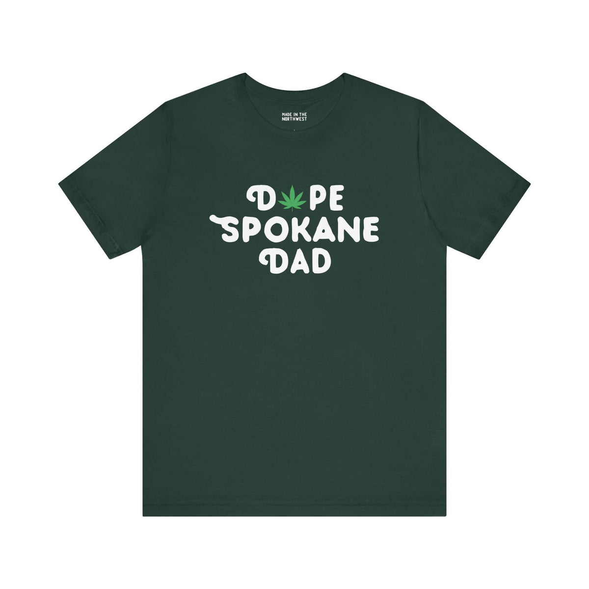 "Dope Spokane Dad soft tee with marijuana leaf design, perfect for stylish dads in Washington state."