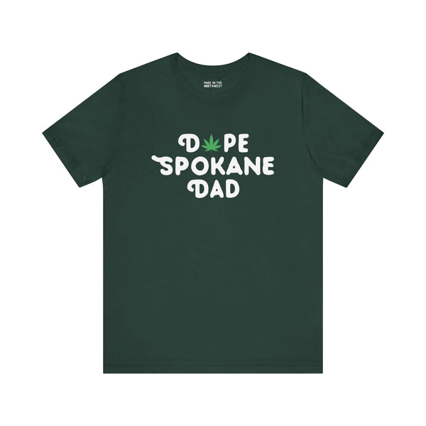 "Dope Spokane Dad soft tee with marijuana leaf design, perfect for stylish dads in Washington state."