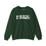 Northwest Woodlands cozy sweatshirt featuring 'Made in the Northwest' text and forest-themed design.