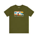 Home Is Where You Park It premium soft tee featuring a colorful RV graphic, perfect for van lifers and adventurers.