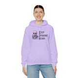 Lavender Keep Spokane Beard hoodie featuring a bearded man in sunglasses, perfect for outdoor adventures.