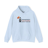 Light blue hoodie with skeleton gnome and Halloween balloons, featuring 