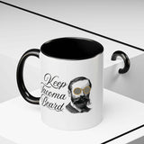 Keep Tacoma Beard Ceramic Coffee Mug featuring a vintage bearded man in sunglasses.