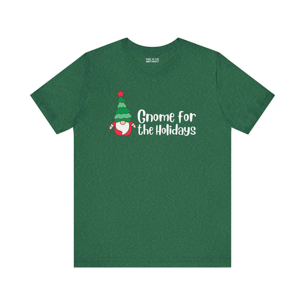 Green Gnome for the Holidays premium soft tee featuring a festive gnome design, perfect for Christmas celebrations.
