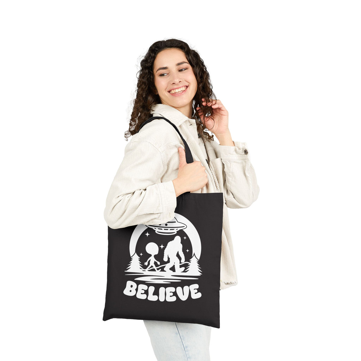 Believe in Aliens and Bigfoot Cotton Canvas Tote Bag