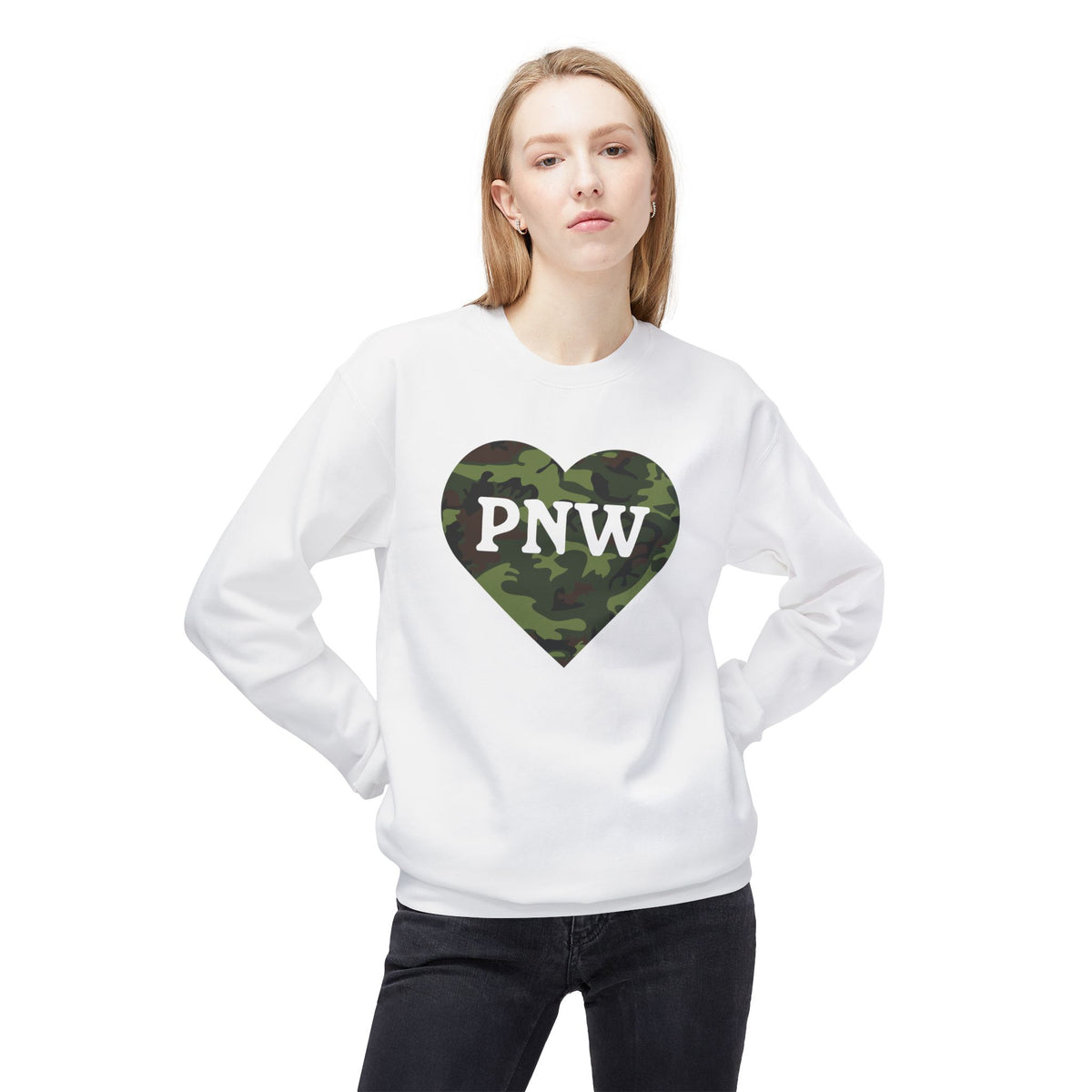 Camouflage PNW Heart Softstyle Midweight Sweatshirt